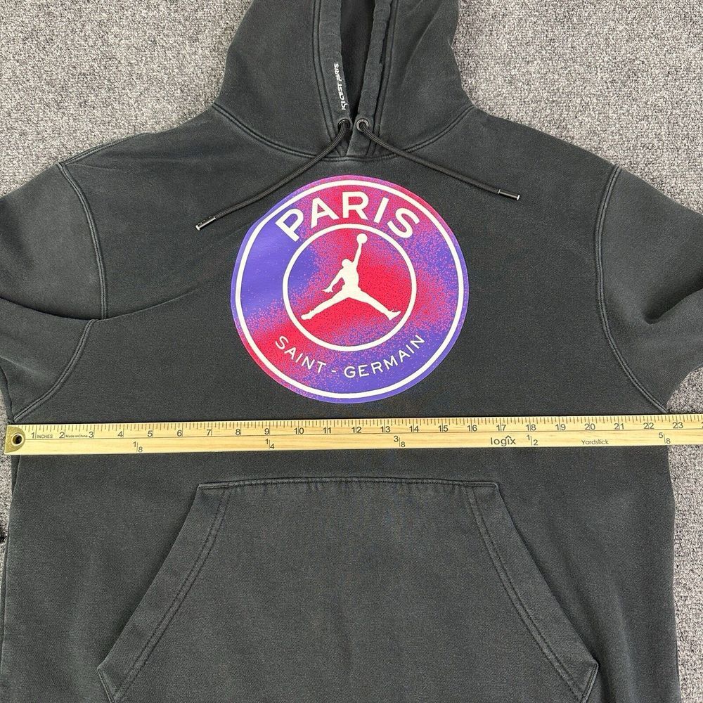 Nike Air Jordan X Paris Saint Germain Hoodie Mens Medium Black Jumpman Logo - Picture 8 of 12